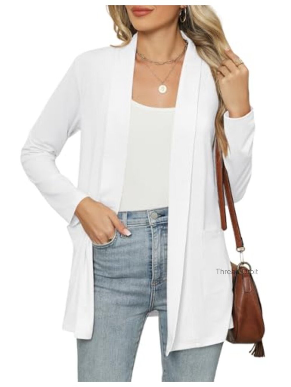 Lightweight Open Front Cardigan Long Sleeve with Pockets